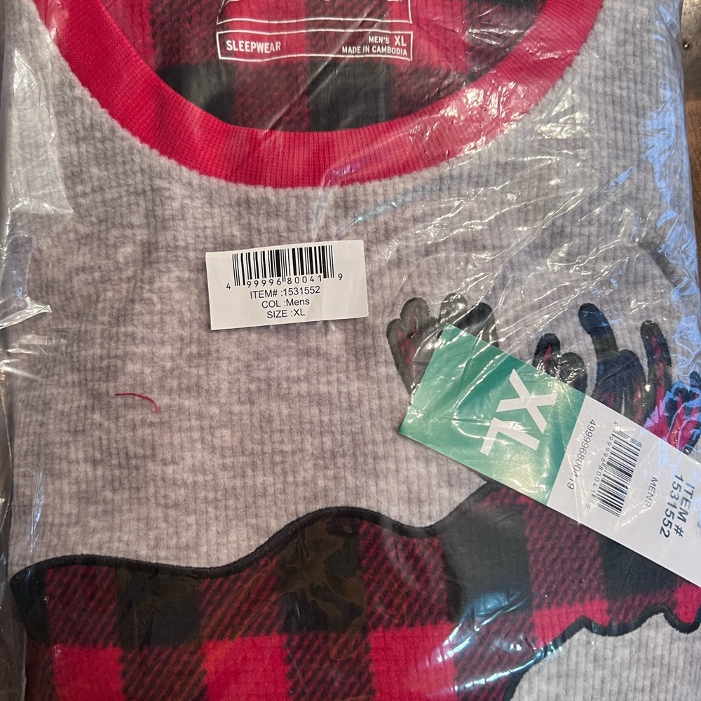 Men’s XL Eddie Bauer Mens' Holiday Family Sleep Set Gray & Red Buffalo Plaid PJ